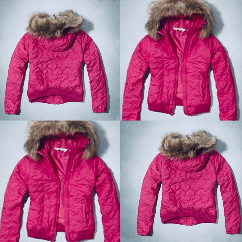 Abercrombie kids Girls Quilted Heart Bomber Jacket